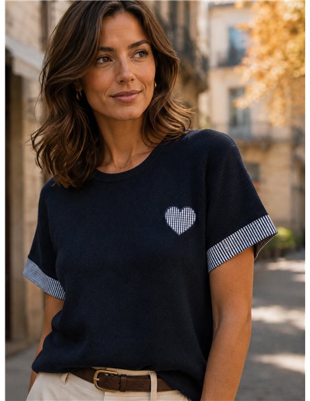 Jersey corazón vichy manga corta
