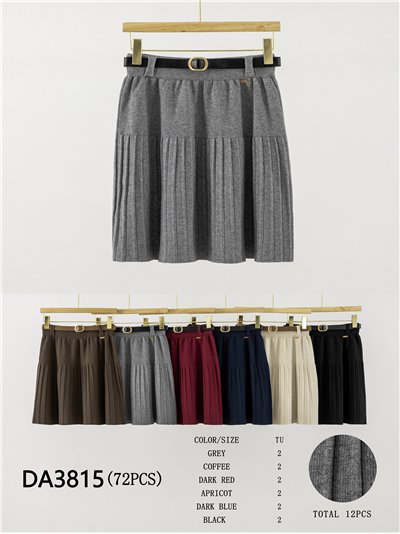 Mini-jupe plissée en maille avec ceinture 2
