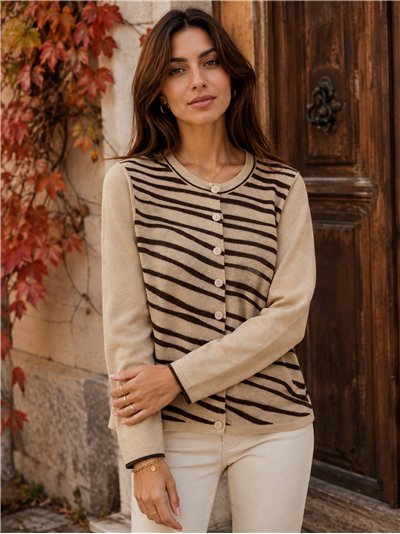 Chaqueta punto estampado cebra