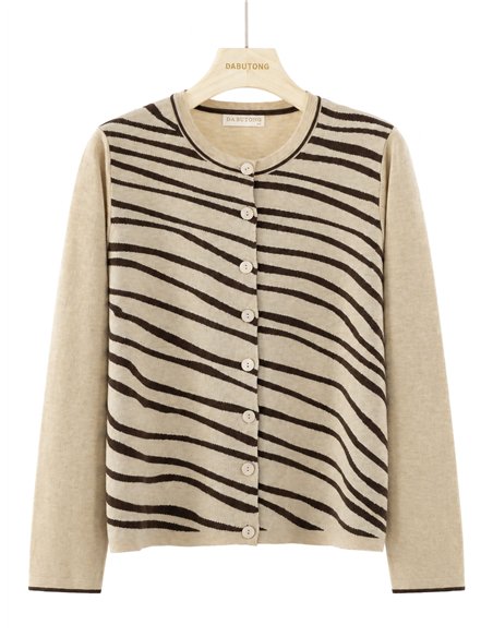 Chaqueta punto estampado cebra