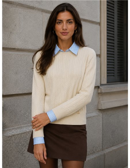 Jersey trenzado cuello camisero