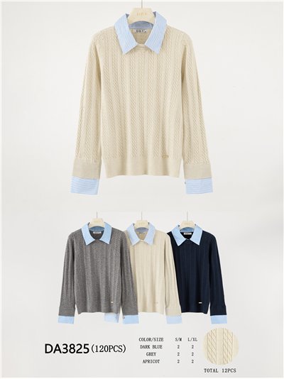 Jersey trenzado cuello camisero 2