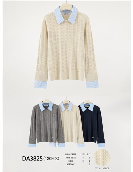 Jersey trenzado cuello camisero