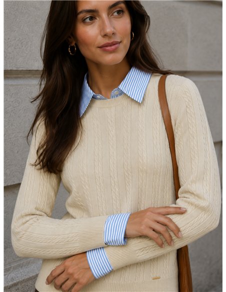 Jersey trenzado cuello camisero