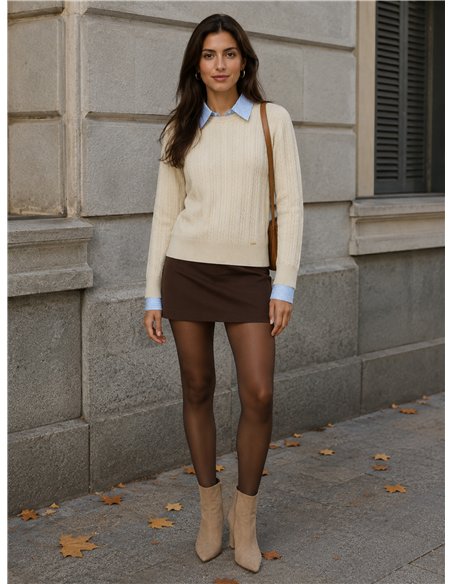 Jersey trenzado cuello camisero