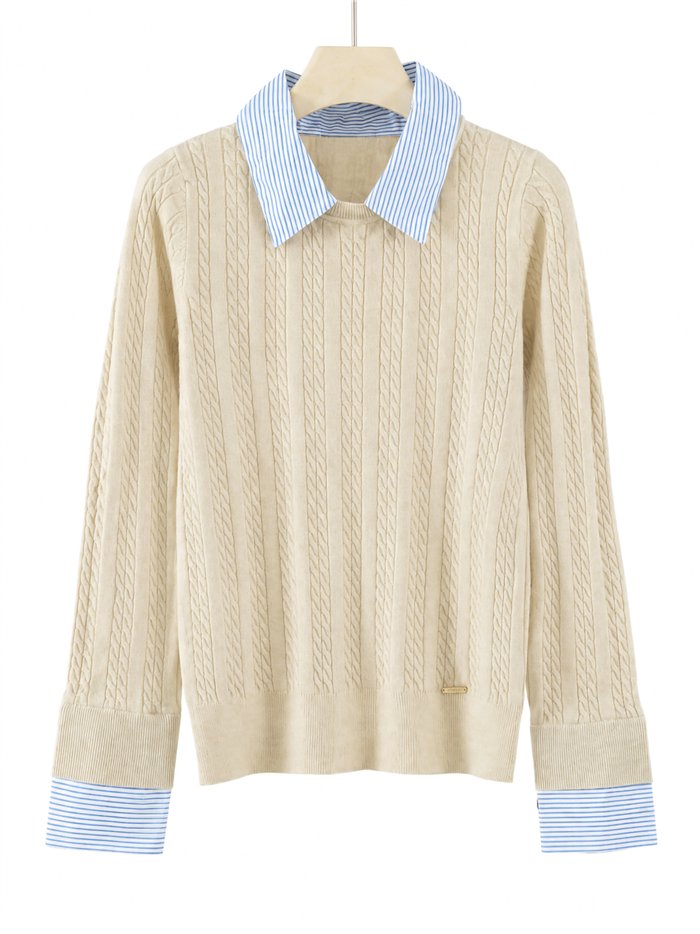 Jersey trenzado cuello camisero