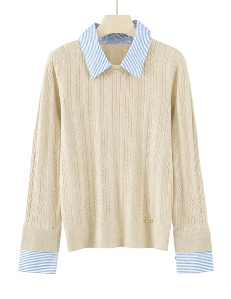 Jersey trenzado cuello camisero