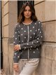 Chaqueta punto lunares ribete contraste