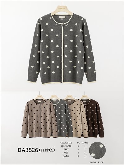 Chaqueta punto lunares ribete contraste 2