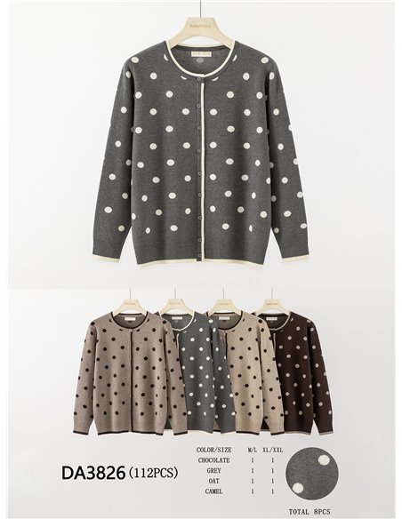 Chaqueta punto lunares ribete contraste