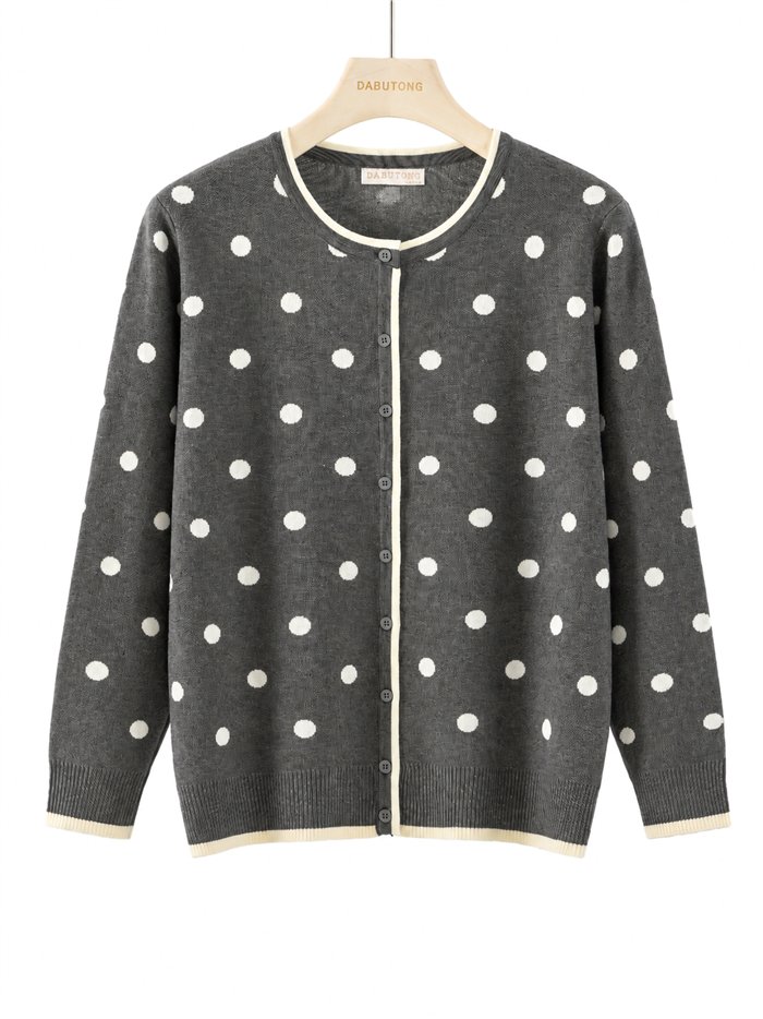 Chaqueta punto lunares ribete contraste