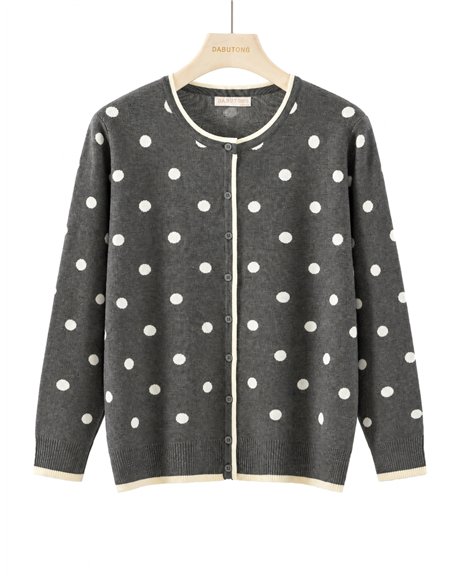 Chaqueta punto lunares ribete contraste