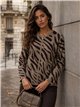 Chaqueta punto animal print cremallera
