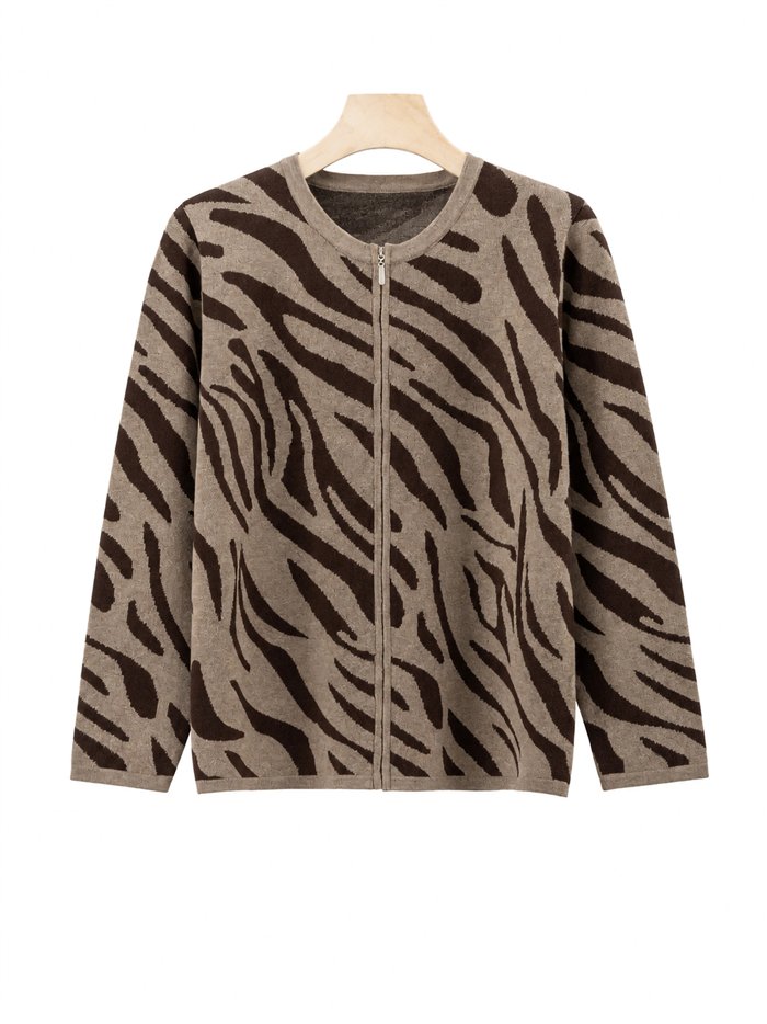 Chaqueta punto animal print cremallera