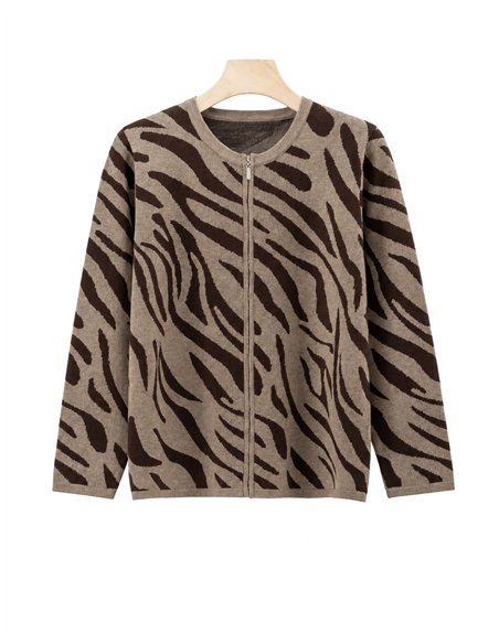 Chaqueta punto animal print cremallera