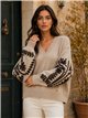 Jersey cuello pico bordados florales