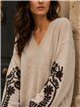 Jersey cuello pico bordados florales