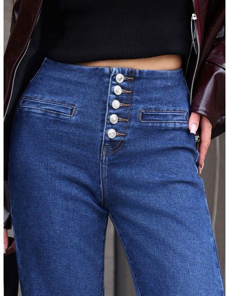 Jeans a gamba larga con bottoni alti | MF-LH5013 | Grossista