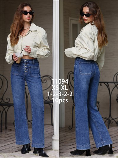Jeans wide leg botones frontales 2