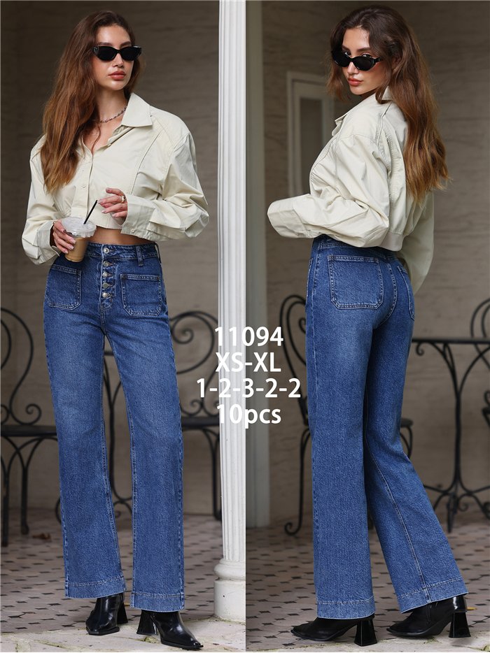 Jeans wide leg botones frontales