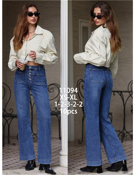 Jeans wide leg botones frontales