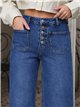 Jeans wide leg botones frontales