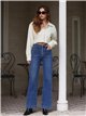 Jeans wide leg botones frontales