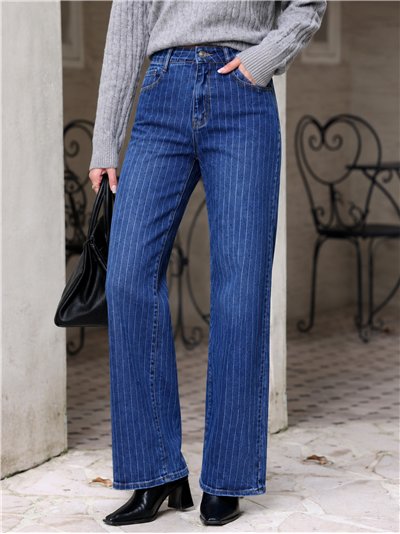 Jeans wide leg rayas finas