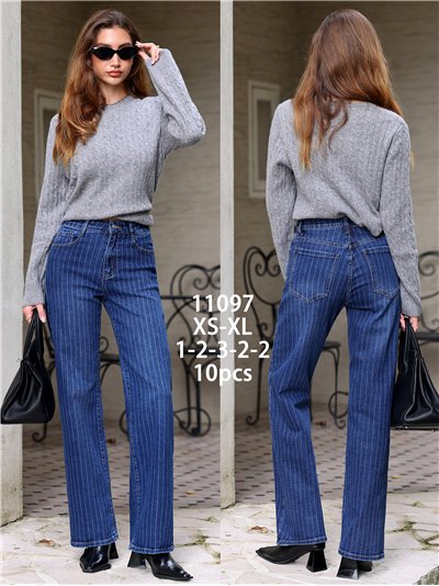 Jeans wide leg rayas finas 2
