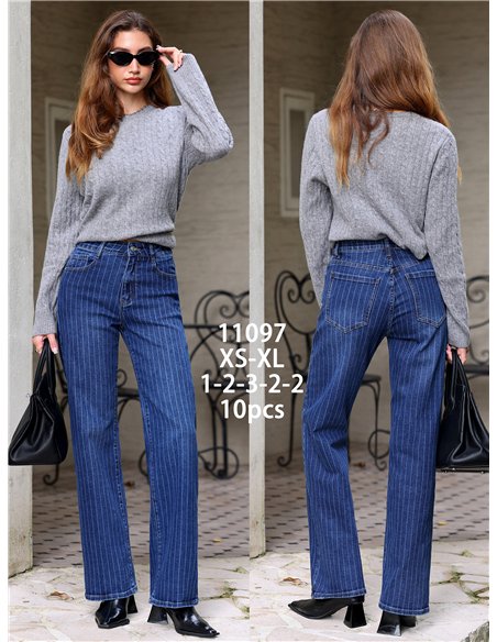 Jeans wide leg rayas finas