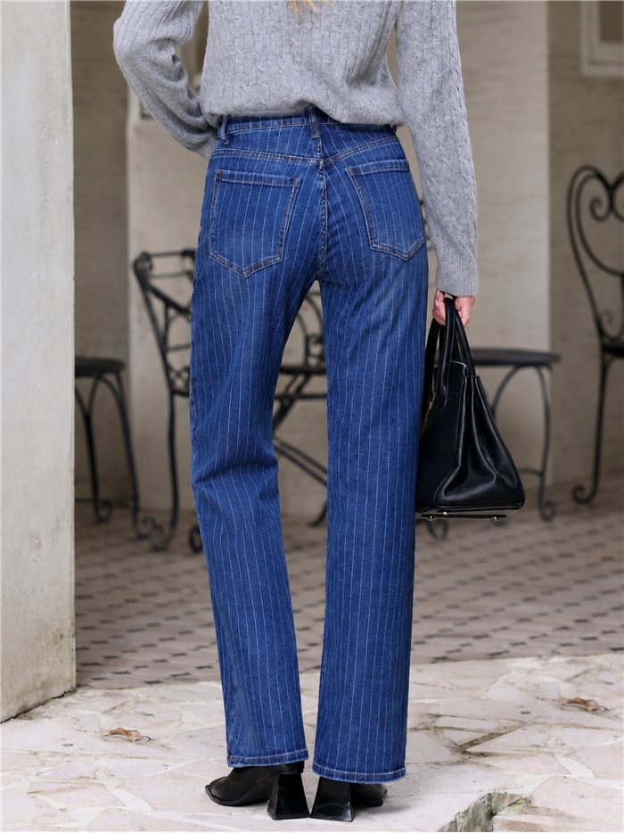 Jeans wide leg rayas finas