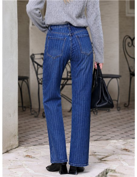 Jeans wide leg rayas finas