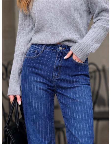 Jeans wide leg rayas finas