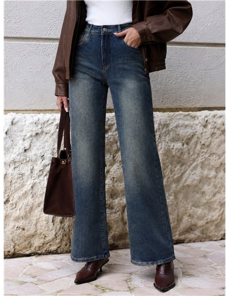 Weit geschnittene Jeans mit Wascheffekt und Bund