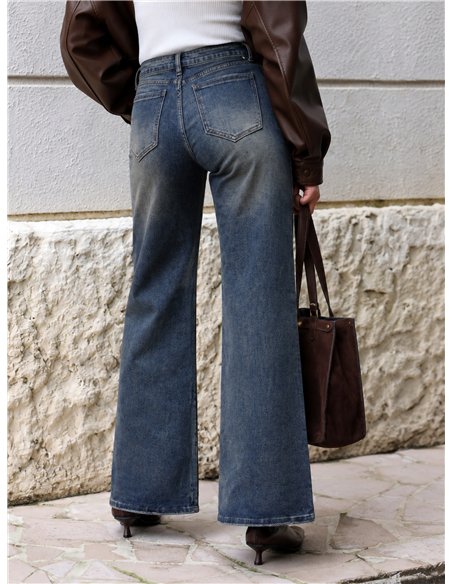 Weit geschnittene Jeans mit Wascheffekt und Bund