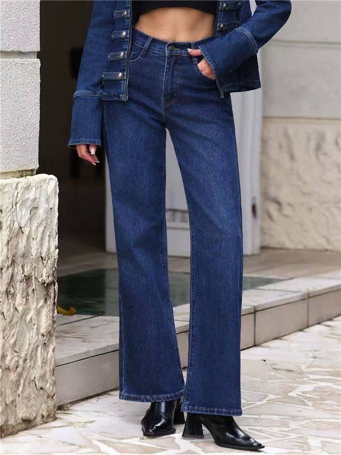 jeans a gamba larga blu indaco