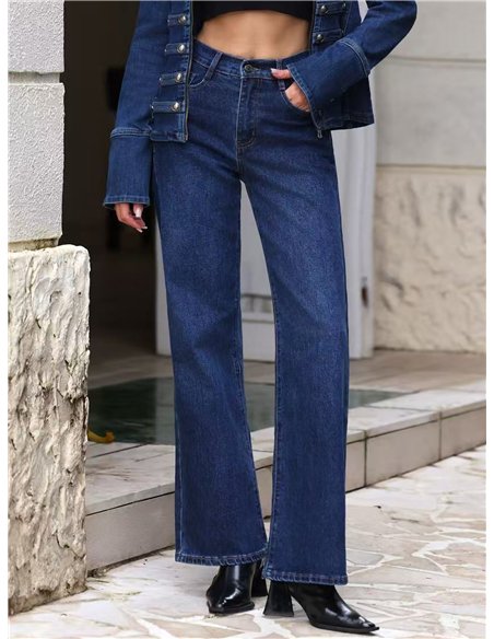 jeans a gamba larga blu indaco