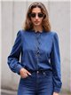 Ruffle front denim shirt