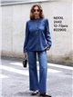 Ruffle front denim shirt