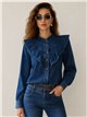Statement ruffle denim shirt