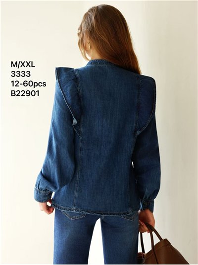 Statement ruffle denim shirt 2