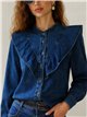 Statement ruffle denim shirt