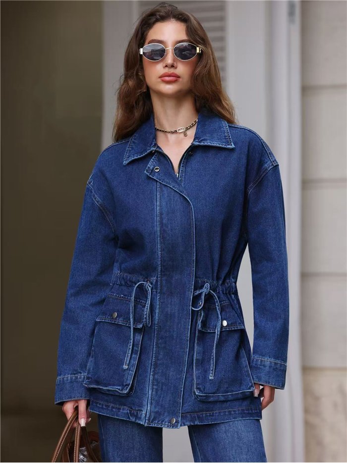 Verstellbare Utility-Jeansjacke
