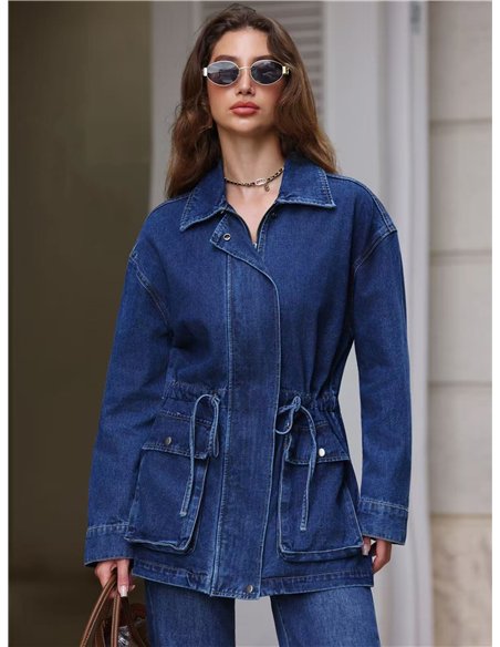 Verstellbare Utility-Jeansjacke