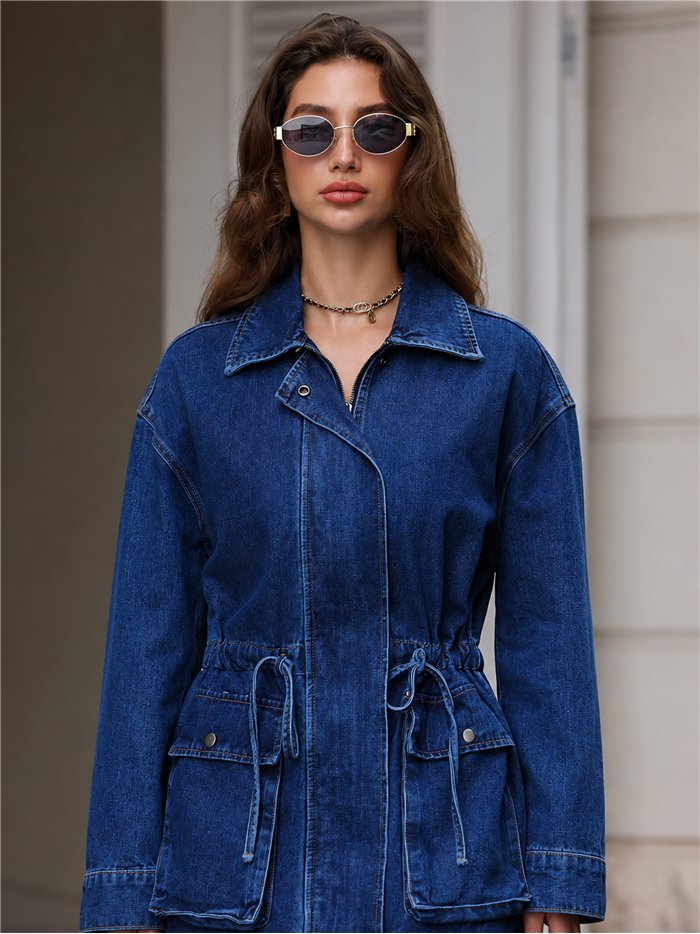 Verstellbare Utility-Jeansjacke