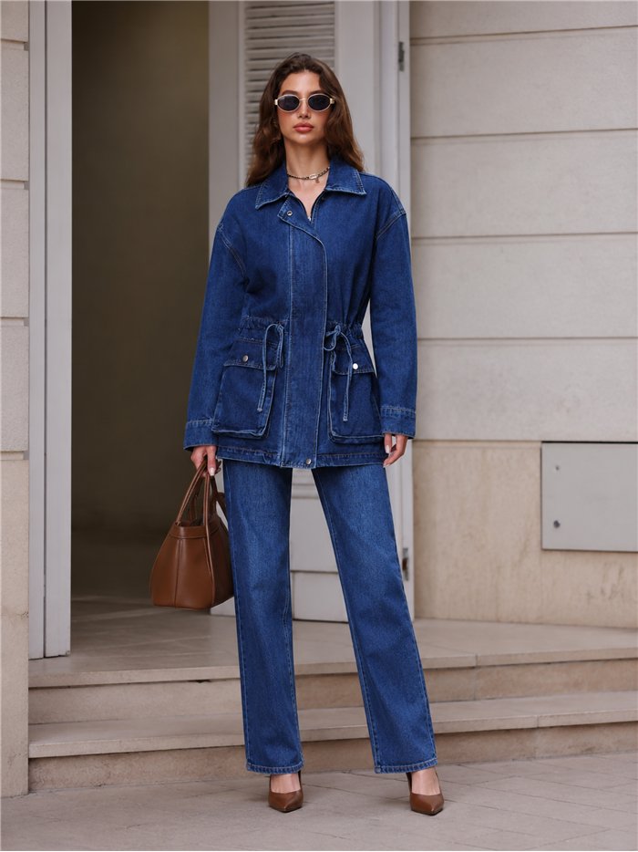Verstellbare Utility-Jeansjacke