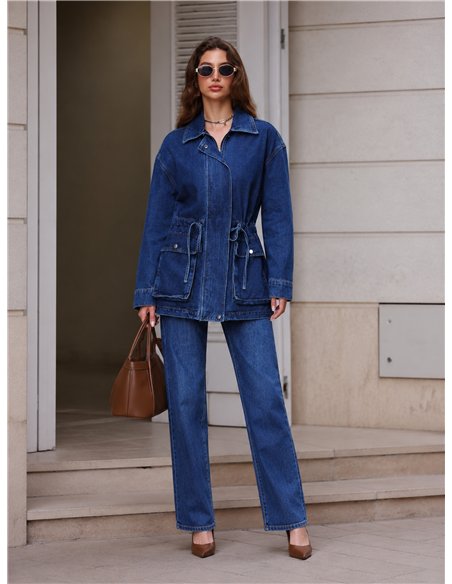Verstellbare Utility-Jeansjacke