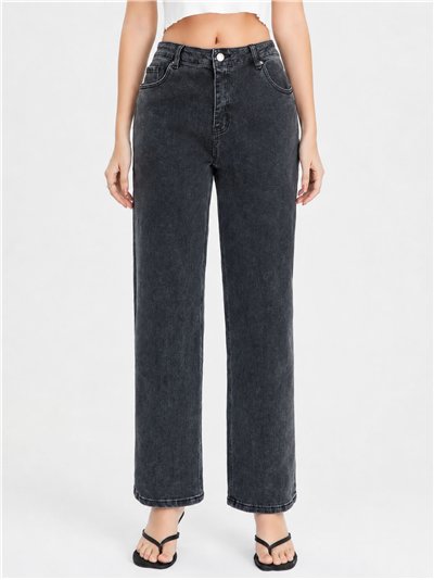 Jeans rectos gris lavado talla grande