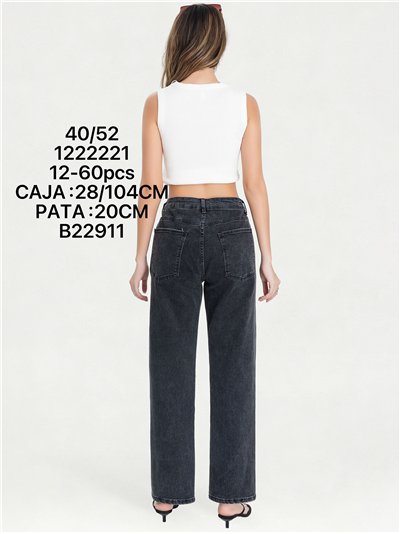 Jeans rectos gris lavado talla grande 2