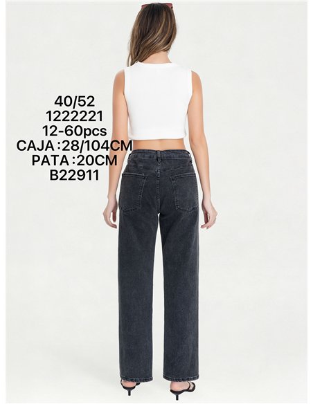 Jeans rectos gris lavado talla grande